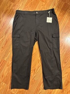 Caffe Marrakech Black Cotton Cargo Straight leg Pant Size 18W